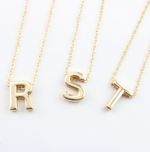 

chain fashion initial pendant letter name necklace a-z gold plate