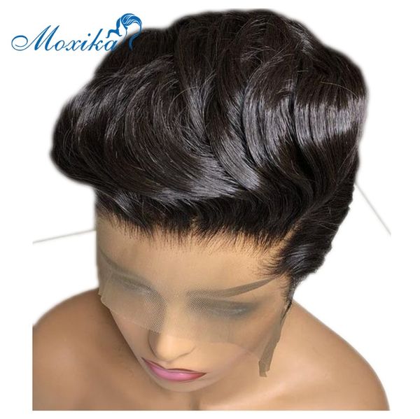 

pixie wig human hair 13x4 lace front human hair wigs remy 150 short human hair wigs straight lace front wig brazilian f bbyvao, Black;brown