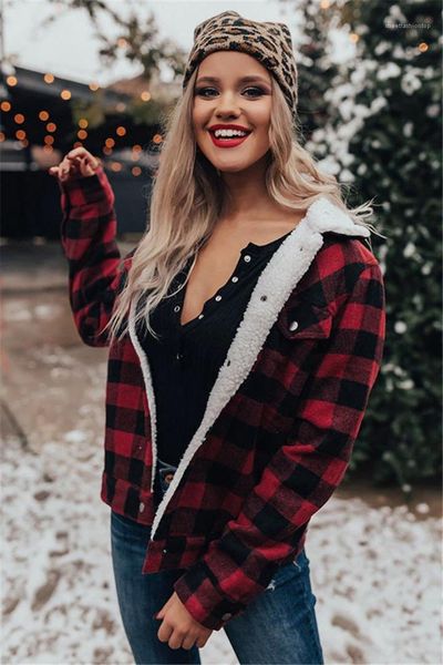 

woman streetwear clothes autumn winter womens designer jackets contrast color plaid print outerwear with button lapel neck, Black;brown