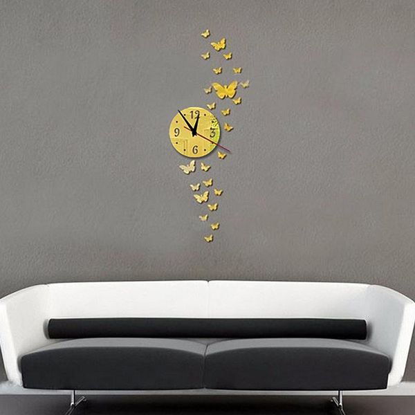 

новые 3d diy акриловые зеркало часы настенные часы horloge reloj de pared большие декоративные часы кварцевая гостиная современная игровая q