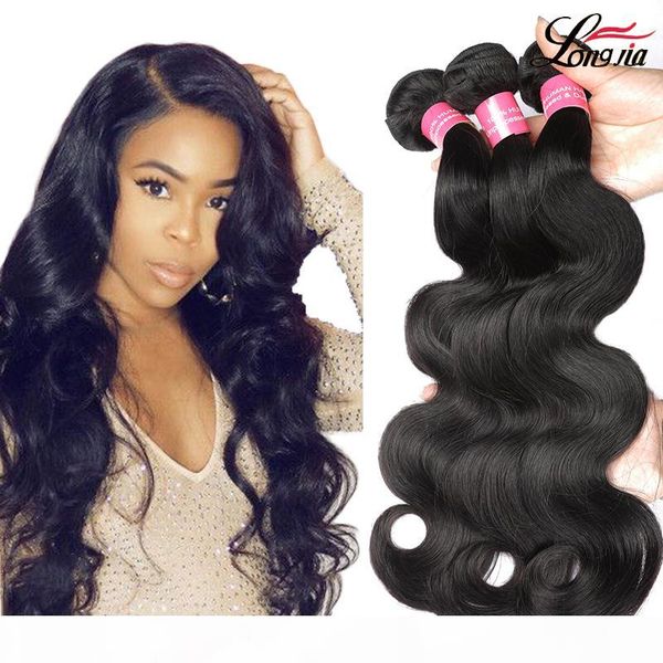 

8a brazilian body wave hair unprocessed brazilian virgin hair body waves 3or 4 bundles virgin wet and wavy brazilian human hair extension, Black
