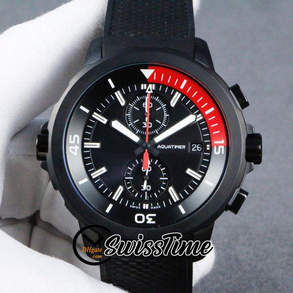 

sale new iw379505 quartz chronograph mens watch black dial satch pvd black steel case red inner rubber watches stiw swisstime 10color, Slivery;brown