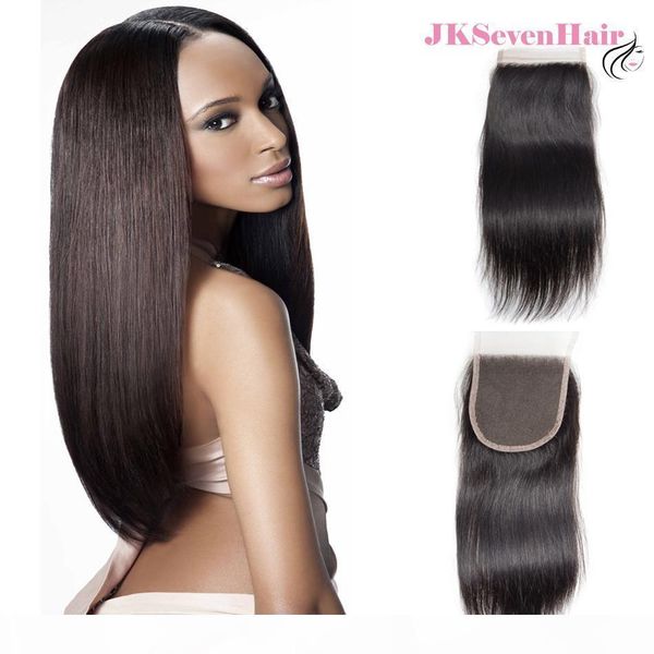 

12a grade straight brazilian virgin human hair 4x4 inch lace closure malaysian indian peruvian part middle part three parts closure, Black