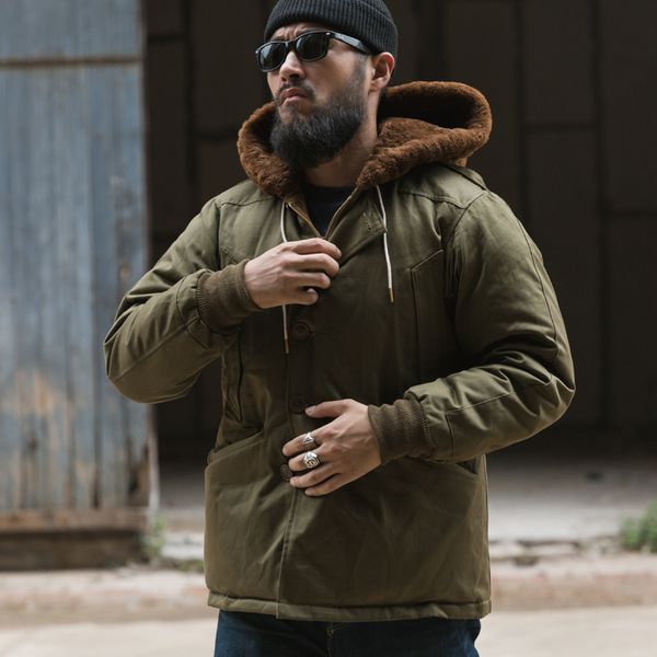 

bronson super quality mans us air force cotton & wool very warm jacket, Black;brown