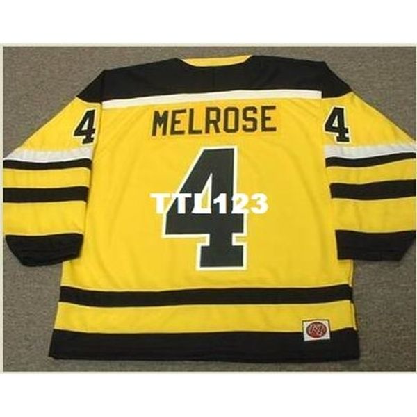 740 #4 Barry Melrose Cincinnati Stingers 1978 WHA Hockey Jersey ou Custom qualquer nome ou número Retro Jersey