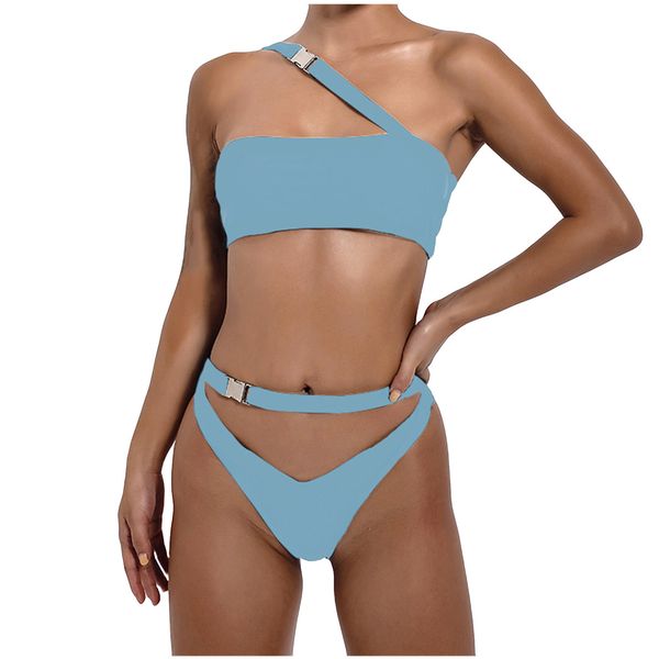 

2021 girl beach bathing suit swimwear biquinis women's solid swimwear hollow two-piece swimsuit bikini swimming beachwear q0105, White;black