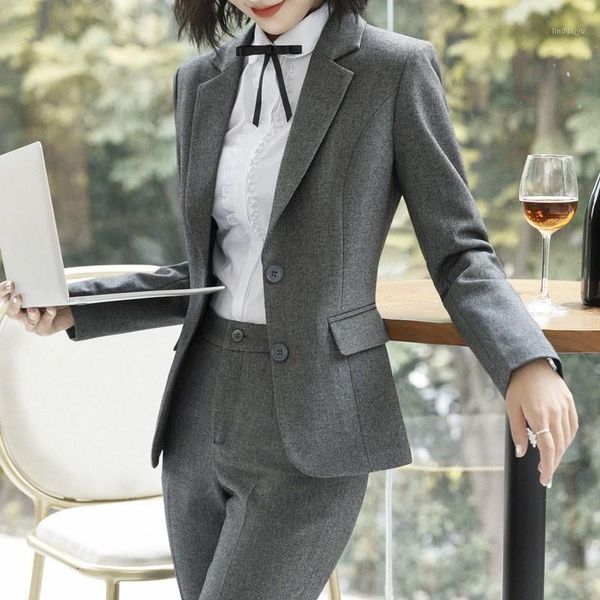 

plus size lady business two pieces set women pant suits slim work wear office lady long sleeve blazer pants set1, White;black