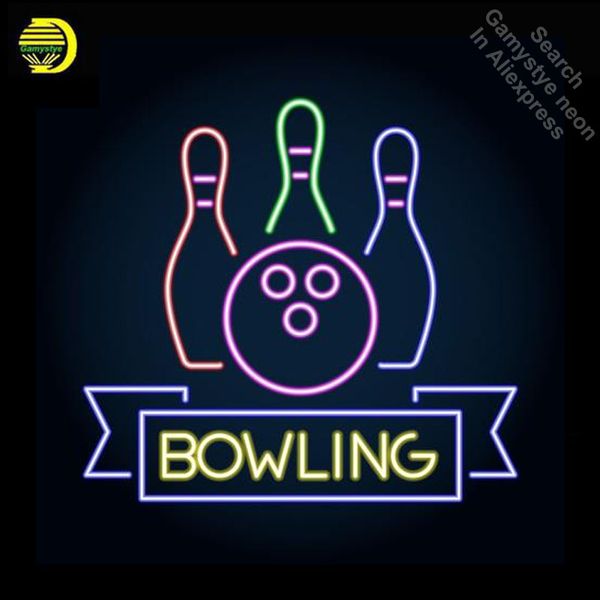 

bowling club logo emblem neon signboard neon light sign real glass tube handcrafted store l display lamp personalized neon