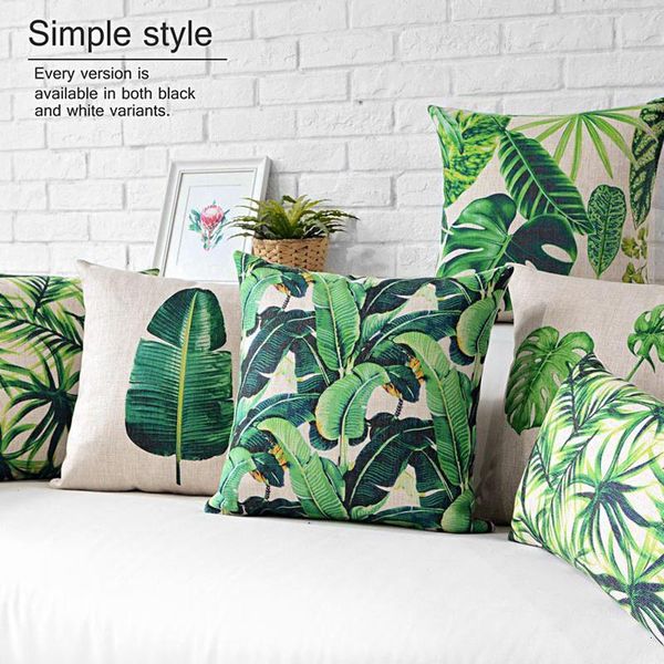 

southeast asia tropical plants green fresh home decorative pillows linen pillow case office sofa cushion cover