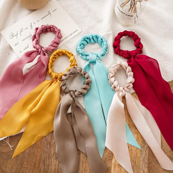 

hair accessories women ponytail long streamers scrunchies elastic band bow ribbon scarf rope ties fashion