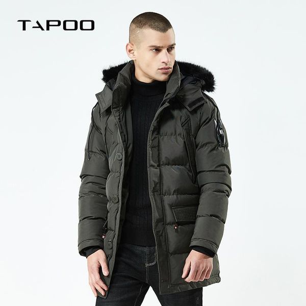 

2018 new men's winter casual parkas long thick warmed padded jackets mens hooded fur collar solid fashion coats male large size1, Black