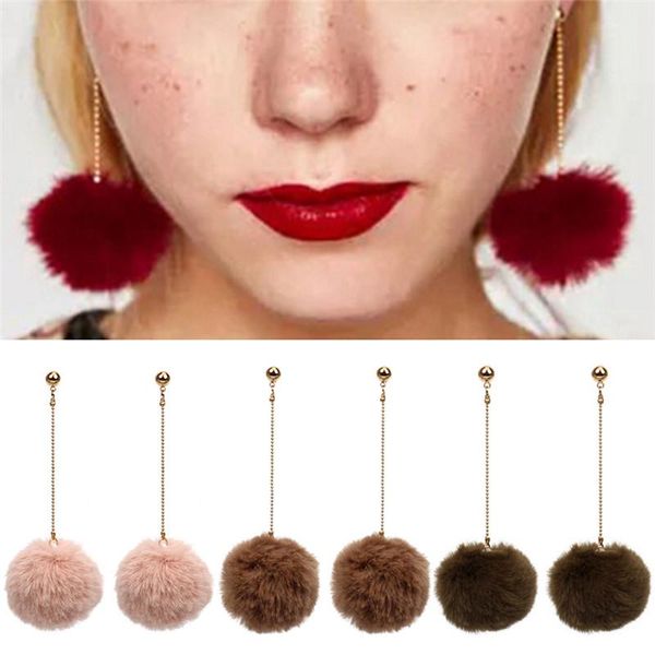 

1pair fashion mink hair earrings for women mink earring hair ball earring jewelry, Golden;silver