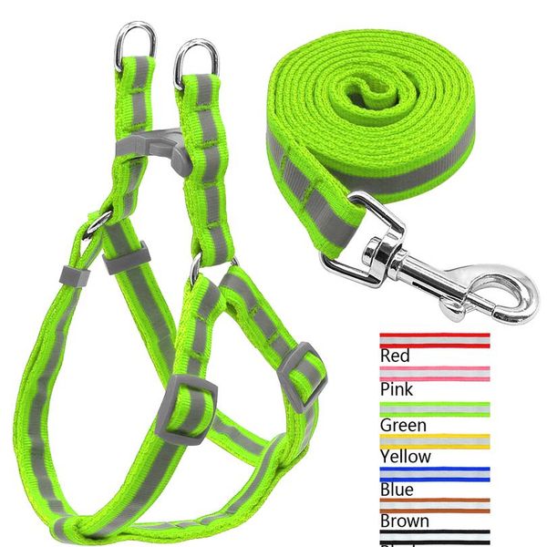 

7 colors nylon reflective dog harness leash lead set for small medium dogs puppy chihuahua yo sqctbq