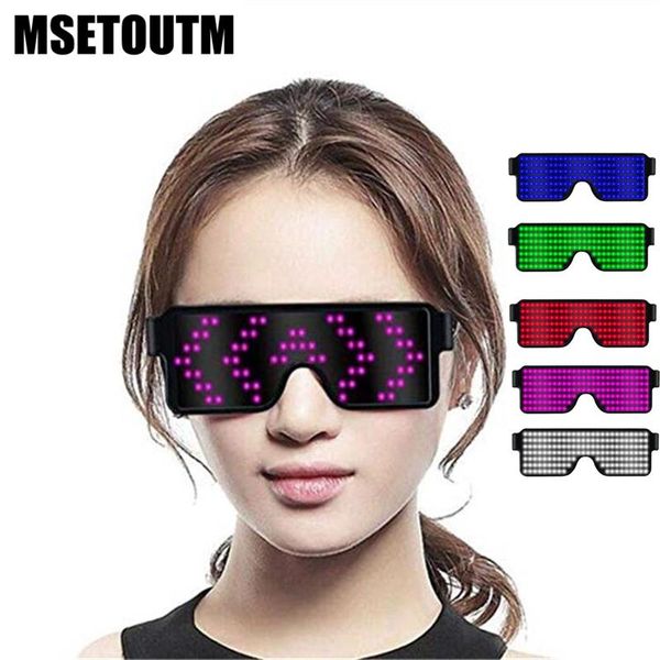 

sunglasses quick flash led party halloween christmas glasses usb charge flashing luminous concert light toys, White;black