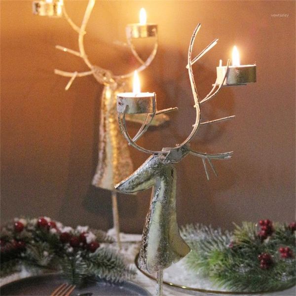 

christmas decorations nordic elk iron candlestick wall candle holder ornament sconce matching tealight steel minimalist wedding home decor g