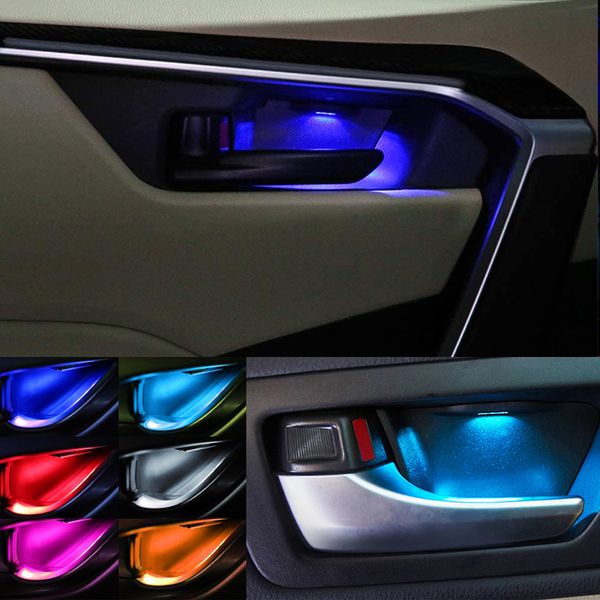 4 pezzi luce ambientale per auto interni porta interna maniglia bracciolo illuminazione lampada decorativa luci corrimano automatiche per accessori auto