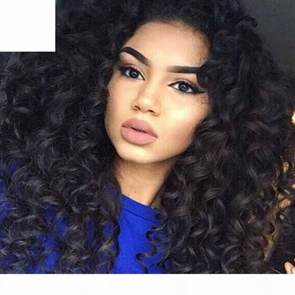 

glueless full lace wig curly human hair brazilian hair full lace kinky curly human hair wigs for black women, Black;brown