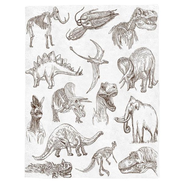 

dinosaur cartoon black and white throw blanket portable soft bedspread microfiber flannel blankets for beds