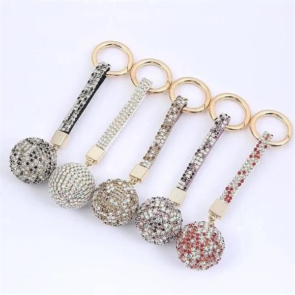 

diamond keychain shiny crystal ball full drill car buckle key chain ring strap women charm bag pendant decoration dhc1632