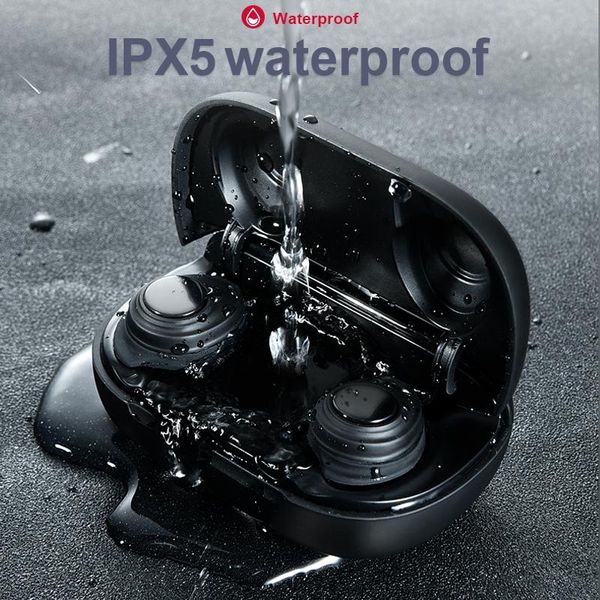 

tws v5.0 bluetooth earphone wireless stereo dual mic waterproof noise cancelling earphones led display type-c charge box touch