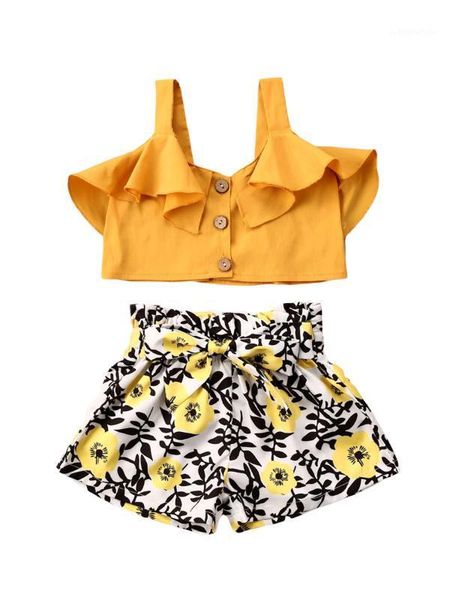 

new toddler baby girls floral vest crop short pants outfits clothes set1, White