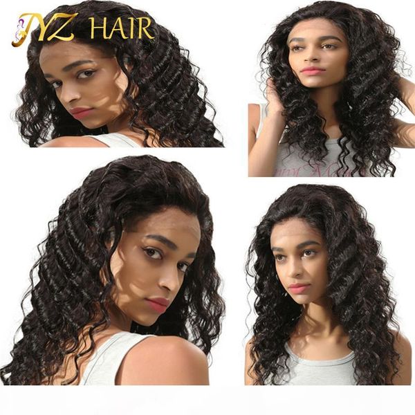 

jyz 100% unprocessed human hair full lace wigs lace front wigs with baby hair 8a jerry curly malaysian human wig for black women, Black;brown