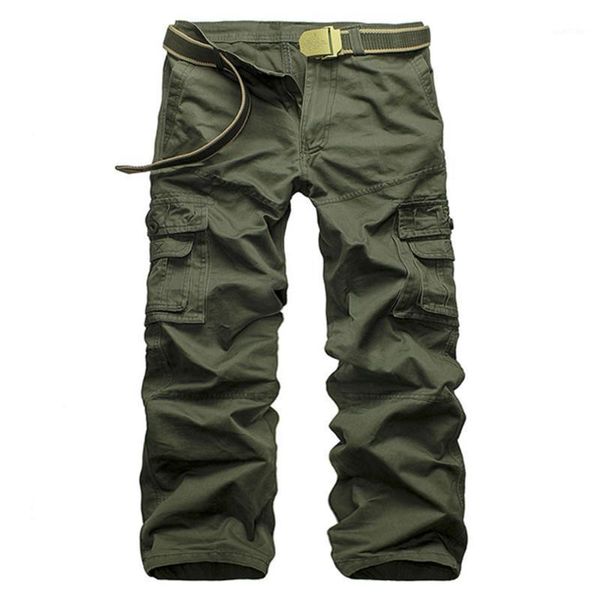 

men's casual large size pants multi-pocket overalls men's pure cotton washed straight pants casual1, Black