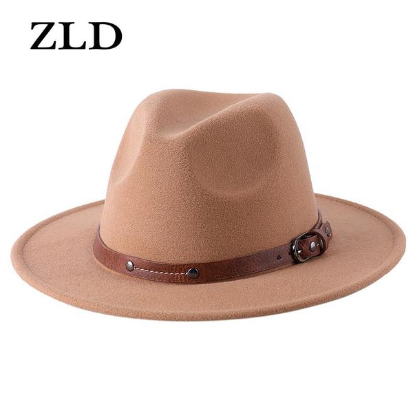 

ZLD Women Men Vintage Felt Fedoras hat With Wide Brim Gentleman Elegant Lady hats Winter Autumn fashion popular Jazz Caps, Blue;gray