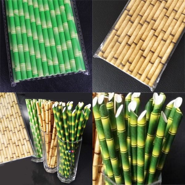 

paper quality straw multi colors bamboo pattern papers straws green cusp head flat mouth suction tubes 0 06xs l1