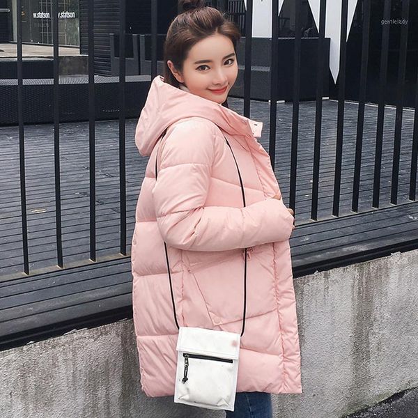 

women's down & parkas zity parka women 2021 winter long female jacket coats plus size hooded thick cotton padded lining solid casual &#, Black