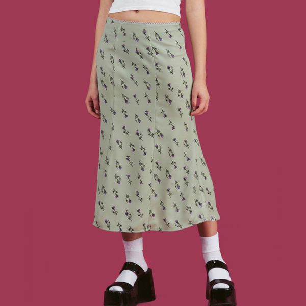 

vintage floral print long skirt women harajuku brand fashion kiko skirts sweet girls elastic high waist maxi skirt streetwear q1209, Black