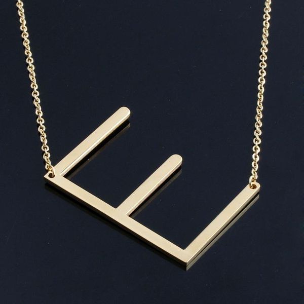 

6k0dgold fashion sideways personalized letter name initial silver plated stainless steel necklace pendant for women best