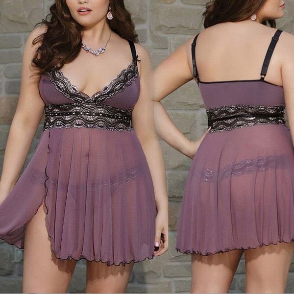 

2020 lace nightgowns sleepwear dress women sleeveless v-neck nightwear lingerie casual solid nightdress plus size s-5xl, Black;gray