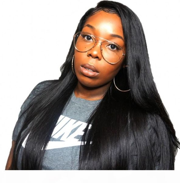 

brazilian virgin hair full lace wigs with baby hair glueless straight lace front human hair wigs swiss lace, Black;brown