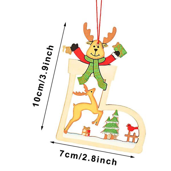 

2020 3d рождественский орнамент деревянные подвесные подвески звезды xmas дерево колокол рождественские украшения для домашней вечеринки нов