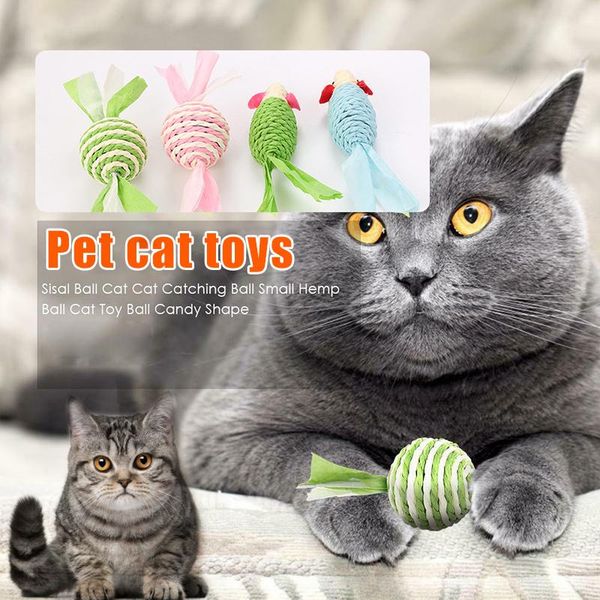 

candy/mouse shaped sisal balls cat kitten interacting scratching pet toys fas6