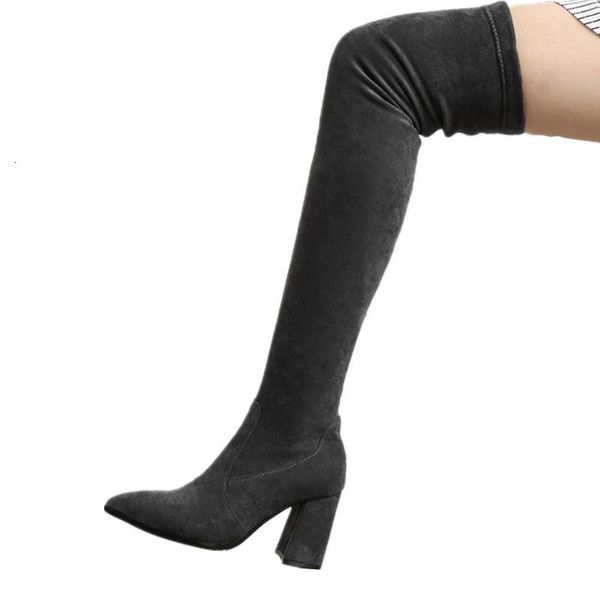 

2021 new on knee women thigh high winter stretch long boots dkl1, Black