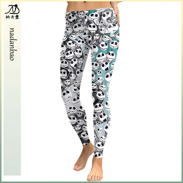 

2020 new digital print ghost elastic leggings kdk1741, Black;white