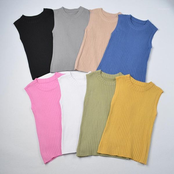 

summer new women knitted camisole tanks female sleeveless t shirt 1, White