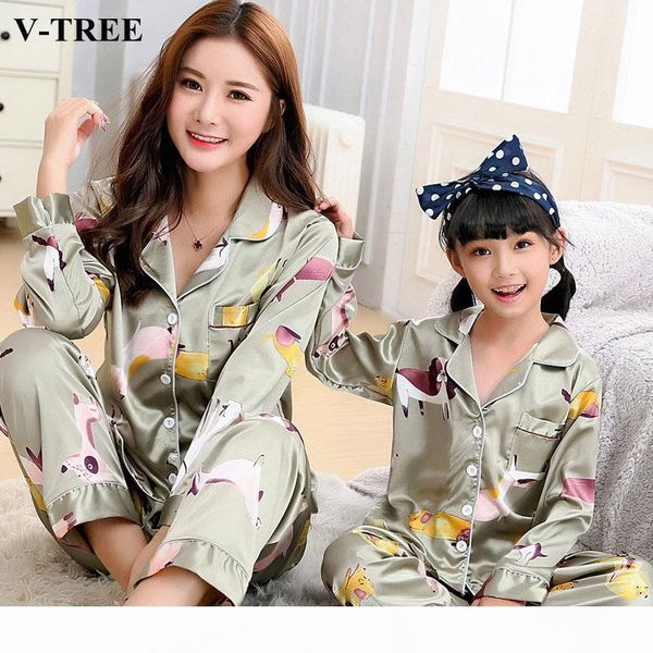 

mother daughter pajamas christmas children family silk matching pajamas clothes set sleepwear set for girls cj191209 olggn