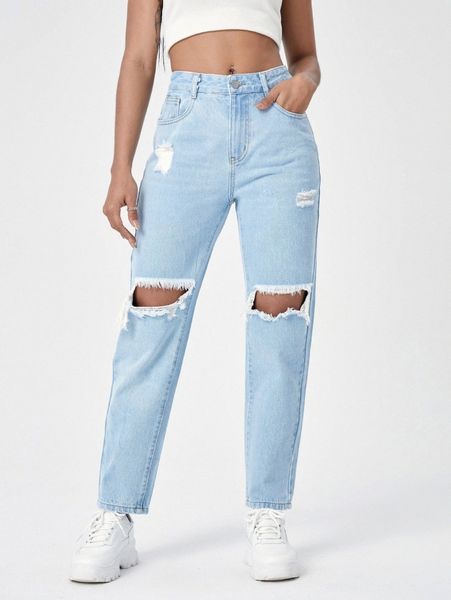 

ripped mom jeans j7qa#, Blue
