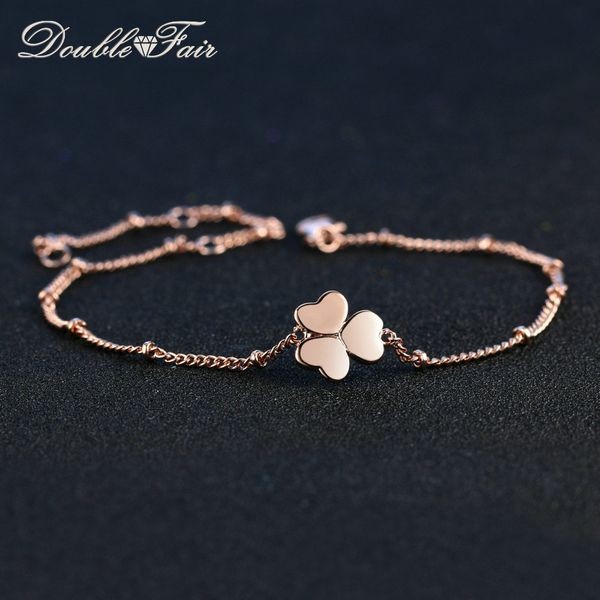 

double fair romantic sweet hearts shape bracelets & bangles rose gold color fashion jewelry for women wedding party dfh142, Golden;silver