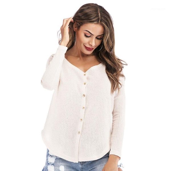

women's knits & tees women long sleeve waffle knit sweater cardigan v-neck button down shirts 2xpd1, White