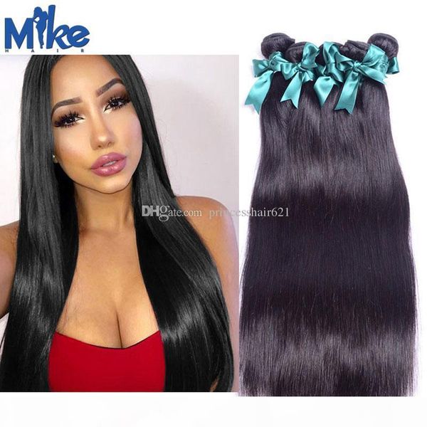 

mikehair malaysian hair bundles straight human har wholesale 4pcs 8-30inch machine wefted peruvian indian brazilian hair weaves bundles deal, Black