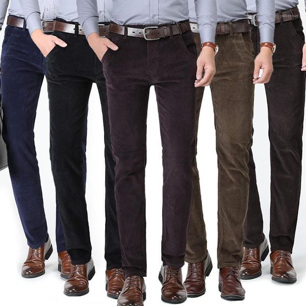 

new autumn and winter 2020 male business men's trousers straight corduroy corduroy pants breathable casual pants1, Black