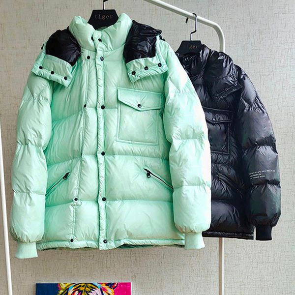 

20fw high end simple solid color down jackets outdoor winter warm coats men women windproof down jacket street outwear hfymyrf070, Black