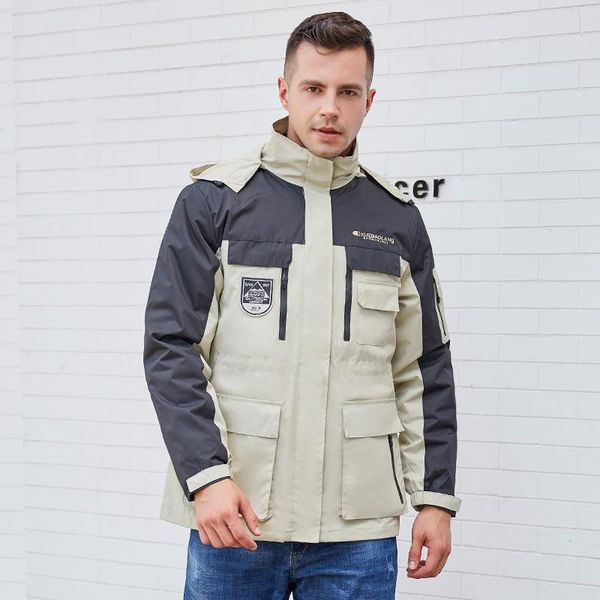 

осенние пользовательские открытый заряд мужской длинный раздел трех в-одной две части одежда женские съемные корейские рыбацкие лыжные костю, Black;red