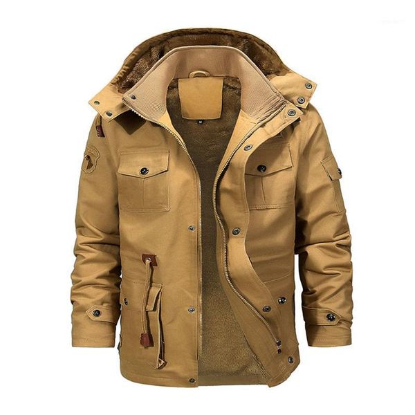 

men's down & parkas multi pocket cargo bomber jackets men winter warm hoody jacket mens fleece hip hop windbreaker coats tactical coat1, Black