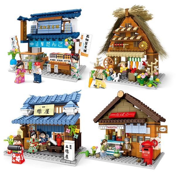 

mini sembo japanese street view building blocks shop restaurant set creative architecture vegetable convenience store q1222