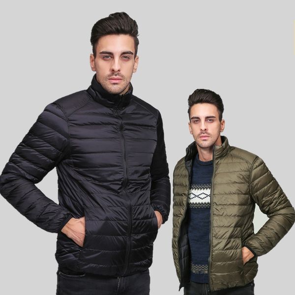 

2021 new ultralight jacket men down coat male autumn winter double side feather reversible windproof lightweigt parka dw7t, Black